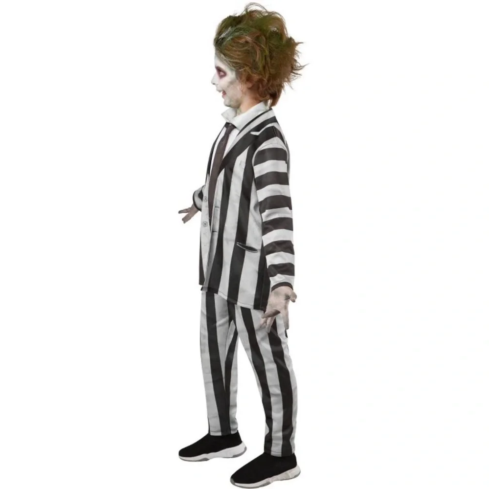 NWT Warner Bros. Kid’s Beetlejuice Halloween Costume Boys Jumpsuit Sz S & M